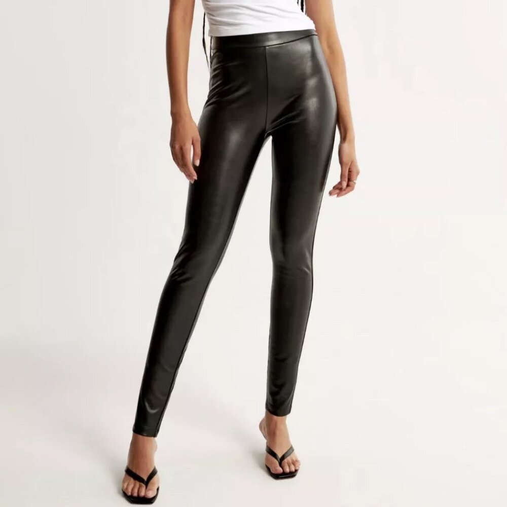 Abercrombie & Fitch Vegan Leather Black Leggings, Size Small